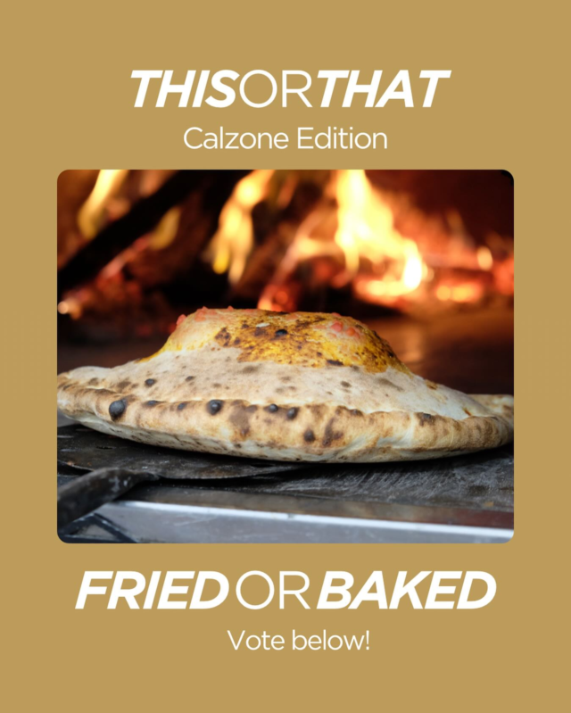 Calzones are hitting our menu in March and we want to know which you want us to keep around — fried or baked?Fried calzones (AKA fried panzerotti) are a crescent-shaped turnover made of fried dough and filled with cheese, tomato, and other ingredients. They are crispy on the outside and melty on the inside. Baked calzones are more traditional and have a similar texture to the pizza you typically grab at our pizzeria. They are also stuffed with melty ingredients!Cast your vote in the comments!